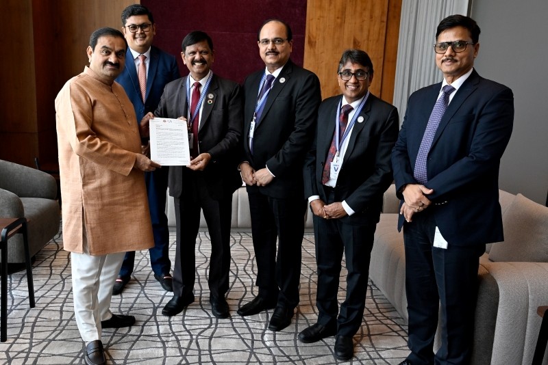 April 14, 2026 - CA. Prasanna Kumar D, President, ICAI & CA. Mangesh Kinare, Vice-President, ICAI along with CA. Aniket Talati, Past President & CA. Purushottamlal Khandelwal, Central Council Member met Shri Gautam Adani, Chairperson of Adani Group on April 14, 2026 in Ahmedabad and held insightful discussions on role of industry and professionals towards Viksit Bharat 2047 and strengthening collaboration between industry & the profession.