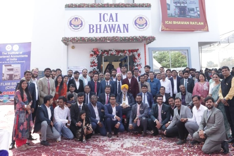 February 9, 2026 - CA. Charanjot Singh Nanda, the then President, ICAI along with Shri Chetanya Kumar Kashyap, Hon'ble MSME Minister & MLA - Ratlam, Central Council Members, Past President & Branch Management Committee Members during inauguration of New Branch Building of ICAI Bhawan, Ratlam strengthening regional professional infrastructure. President, ICAI also graced the Leadership Connect – Interactive Session with Torchbearers of ICAI held in Indore on February 9, 2026, strengthening leadership, legacy and collective thinking for the future of the profession.