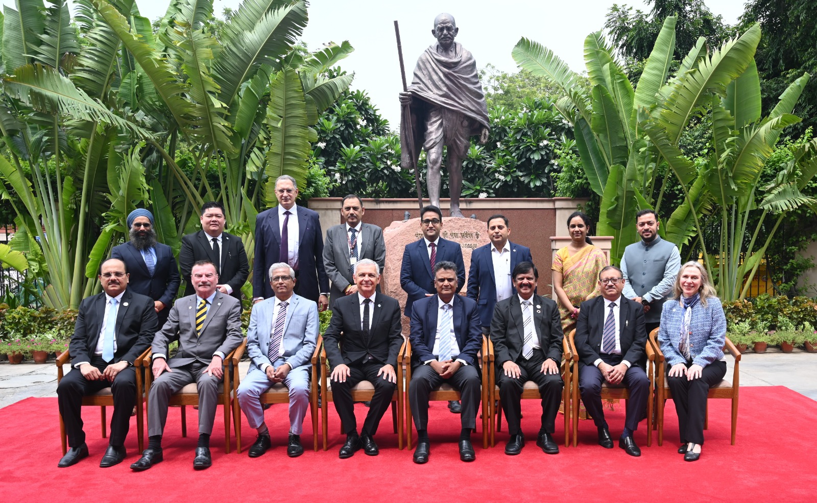 Mr. Jean Bouquot, President - IFAC; Ms. Taryn Rulton, Deputy President - IFAC; Mr. Lee White, Chief Executive Officer - IFAC joined Shri K. Sanjay Murthy, Hon’ble Comptroller and Auditor General of India along with CA. Prasanna Kumar D, President, ICAI; CA. Mangesh Kinare, Vice-President, ICAI; Shri Anand Mohan Bajaj, Hon’ble Deputy Comptroller & Auditor General of India, CA.(Dr.) Jai Kumar Batra, Secretary, ICAI and the delegation of IFAC at the Office of the Comptroller and Auditor General of India, New Delhi.