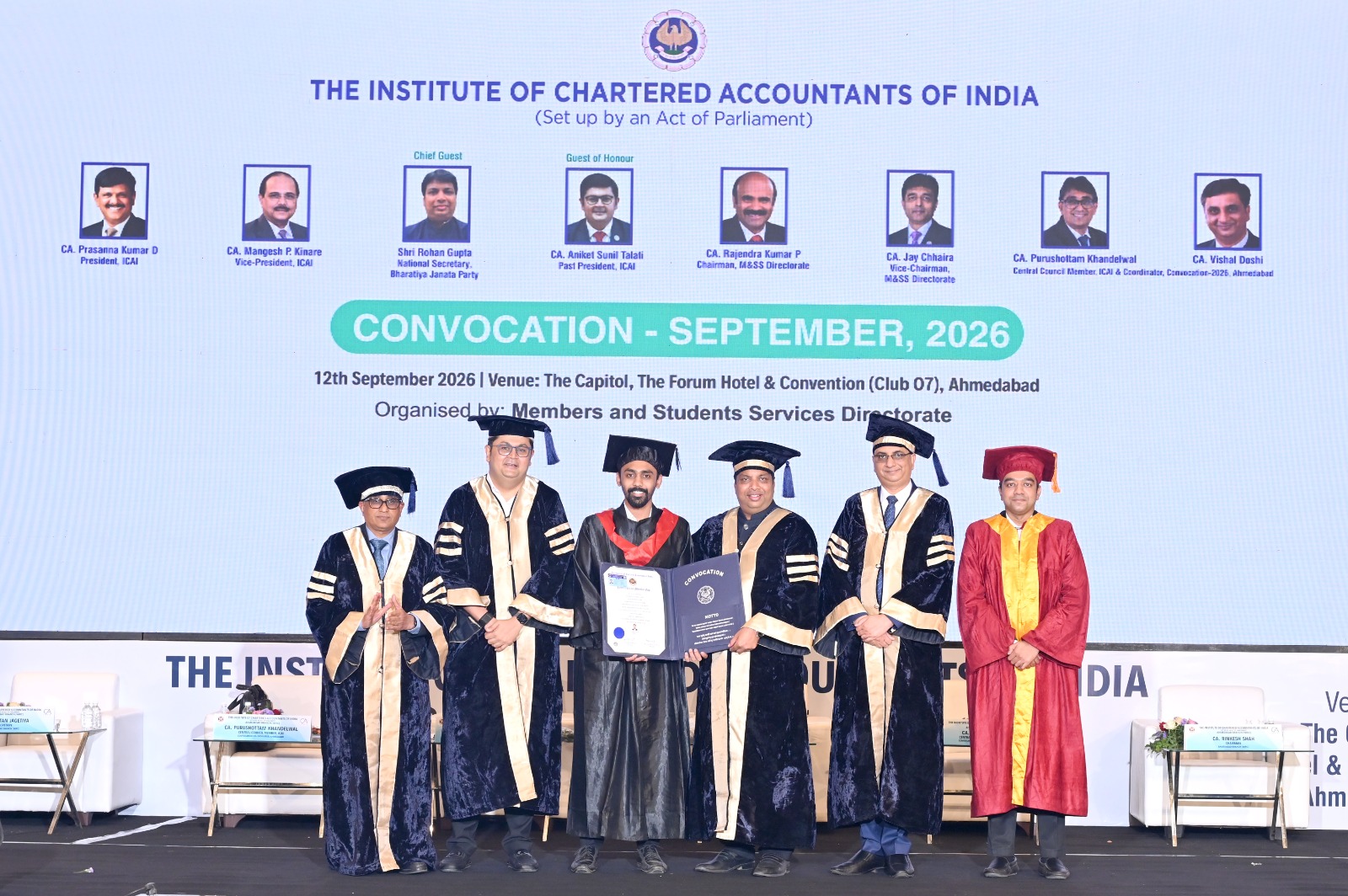 Shri Rohan Gupta , National Secretary, BJP along with CA. Aniket Talati, Past President, ICAI and Central Council Members- CA. Purushottamlal Khandelwal & CA. Vishal Doshi.
